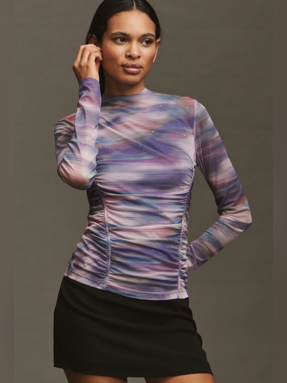 By Anthropologie Double-Layer Mesh Top